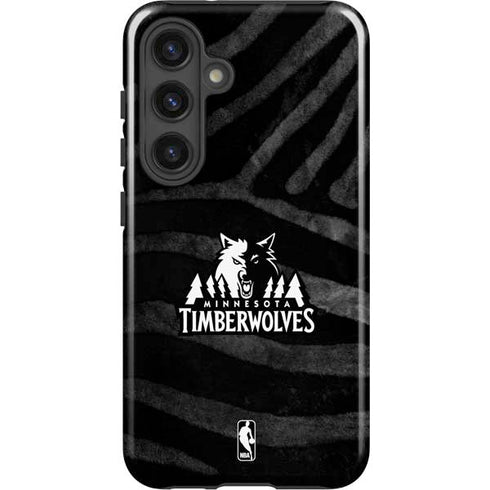 NBA Minnesota Timberwolves Black Animal Print Galaxy S24 Plus Impact Case